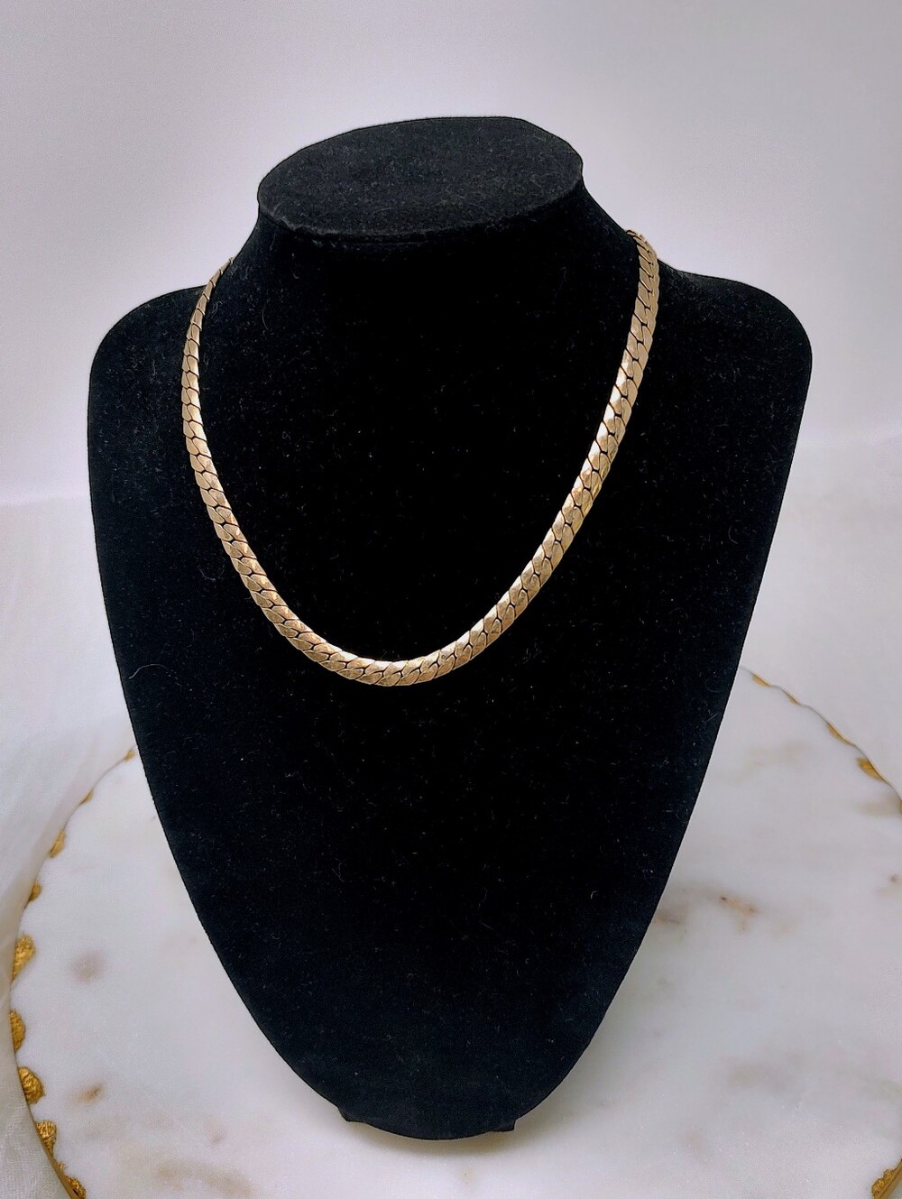 Vintage Signed Coro Gold Tone Herringbone Layering Necklace